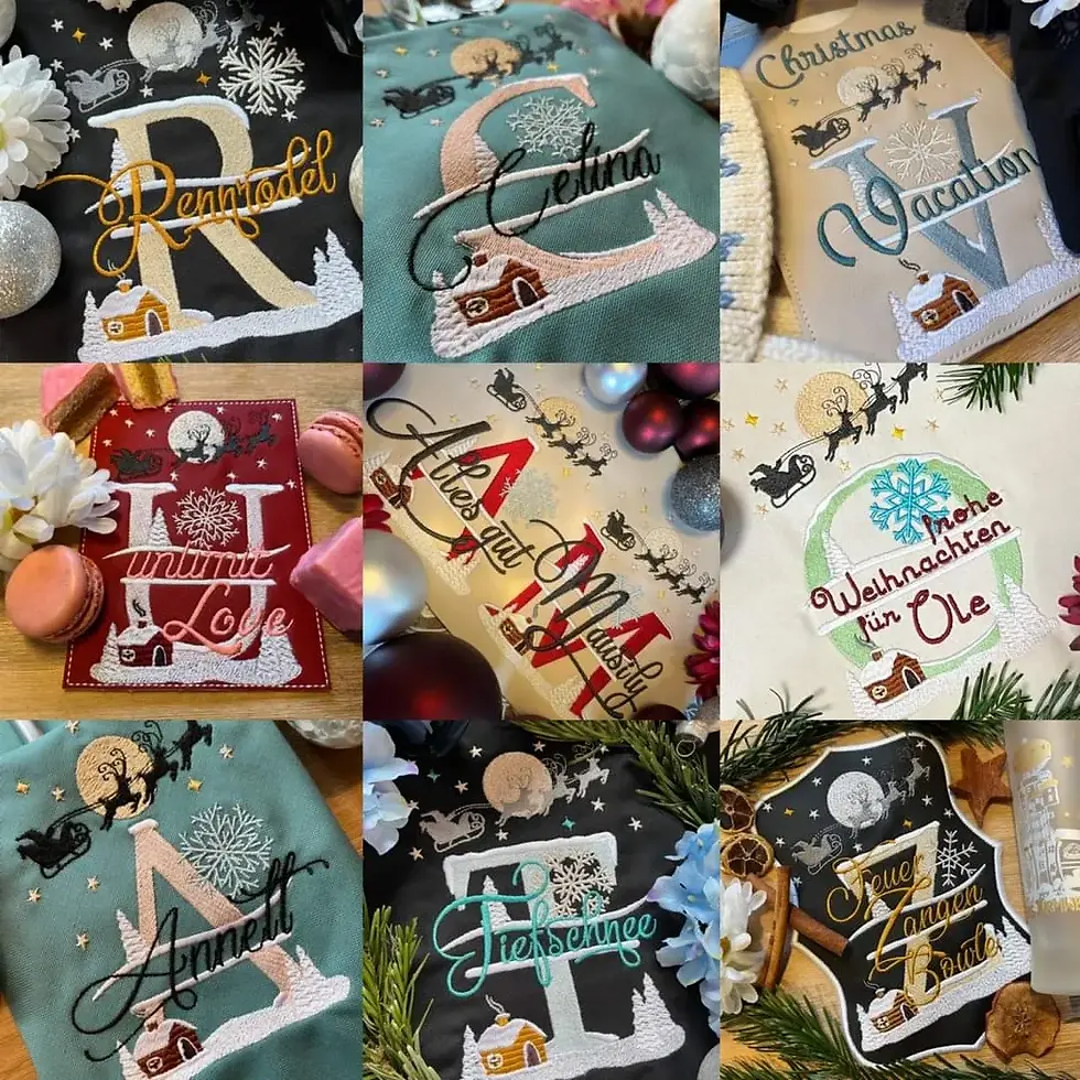 Miniaturbild: Christmas-Split-Monogramm SET A bis Z mit freiem Textbereich