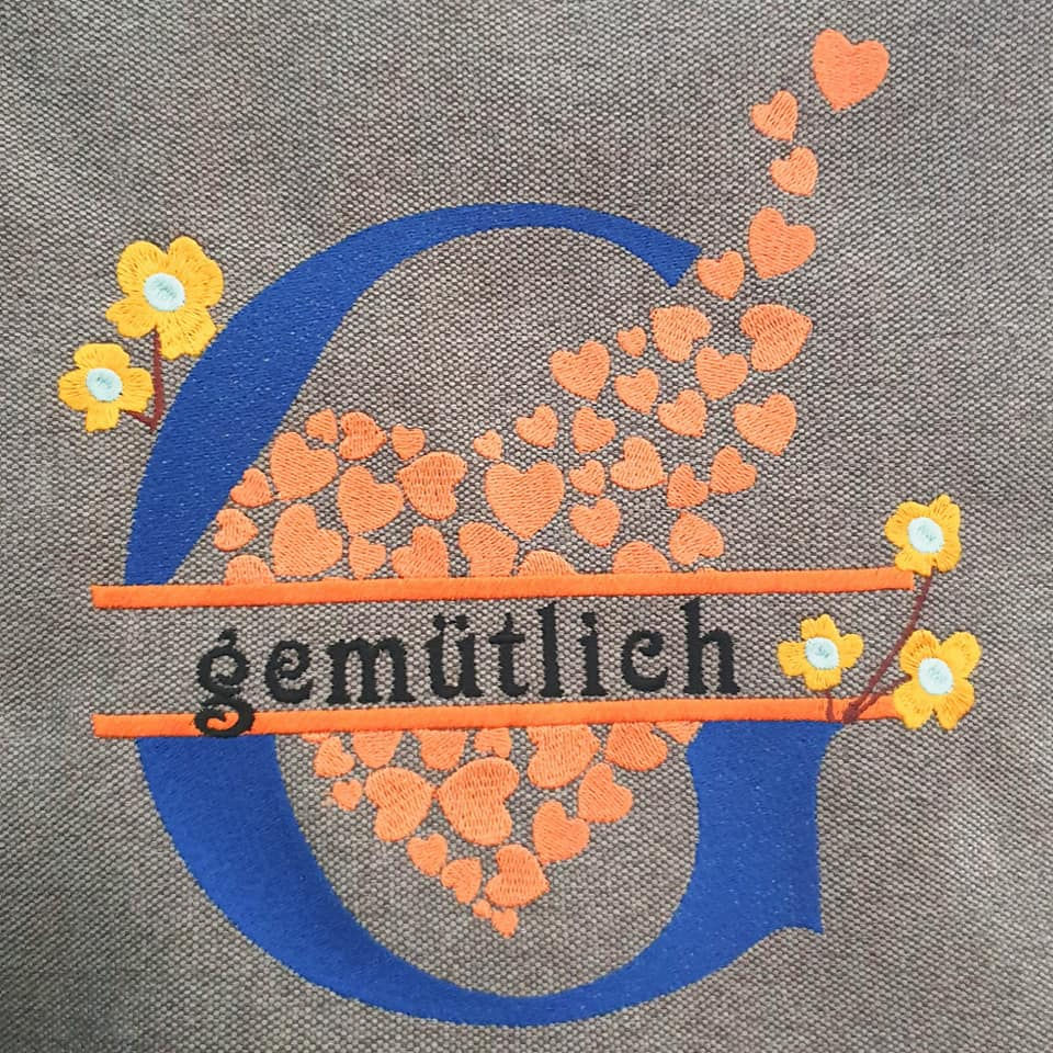Miniaturbild: Valentinstag-Split-Monogramm "G" mit freiem Textbereich