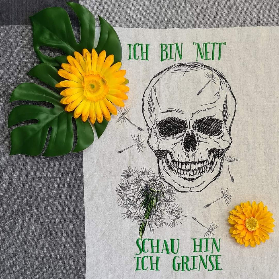 Miniaturbild: Stickdatei Totenkopf mit Pusteblume Scribble