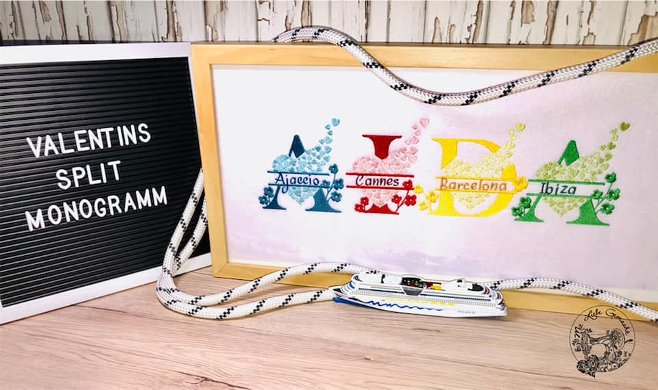 Miniaturbild: Valentinstag-Split-Monogramm "D" mit freiem Textbereich