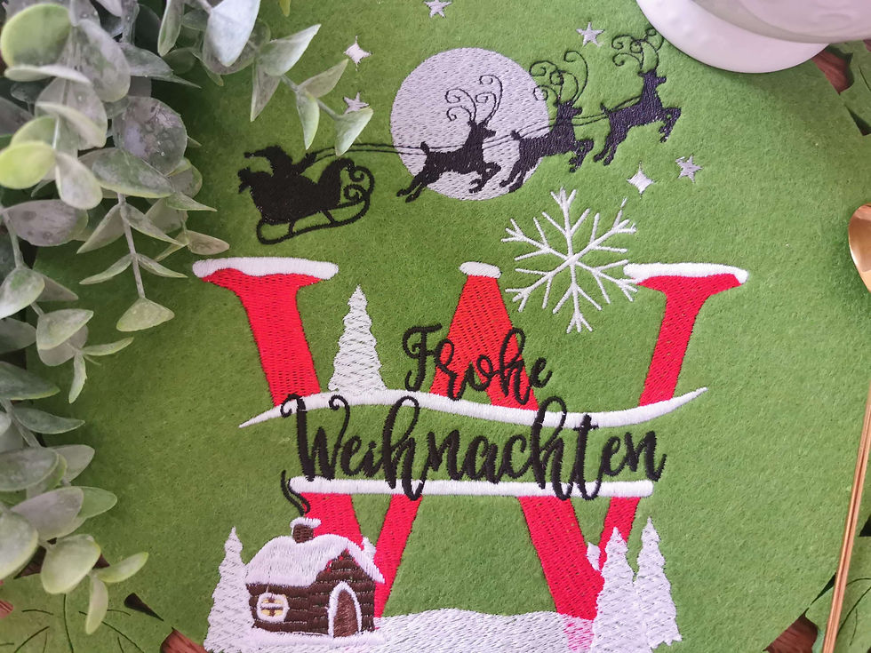 Christmas-Split-Monogramm "W" mit freiem Textbereich