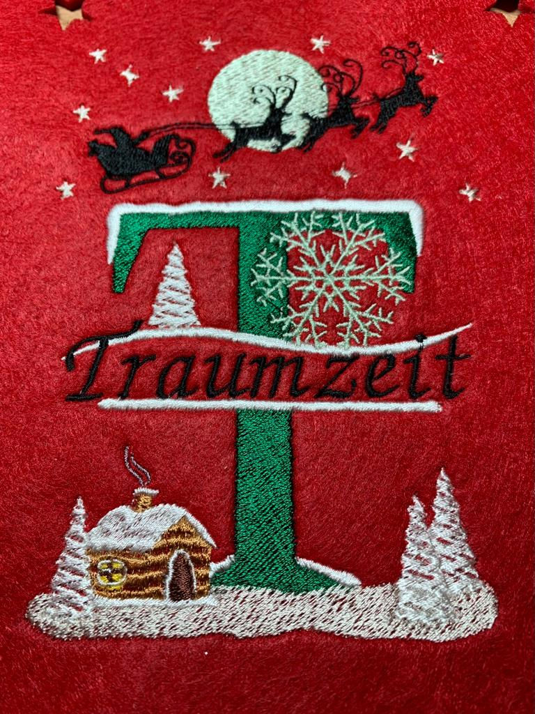 Miniaturbild: Christmas-Split-Monogramm "T" mit freiem Textbereich