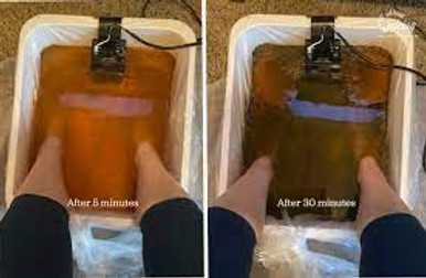 Footbath after five minutes, and after 30 minutes.