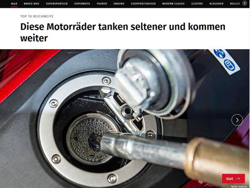 Motorrad-Reichweiten