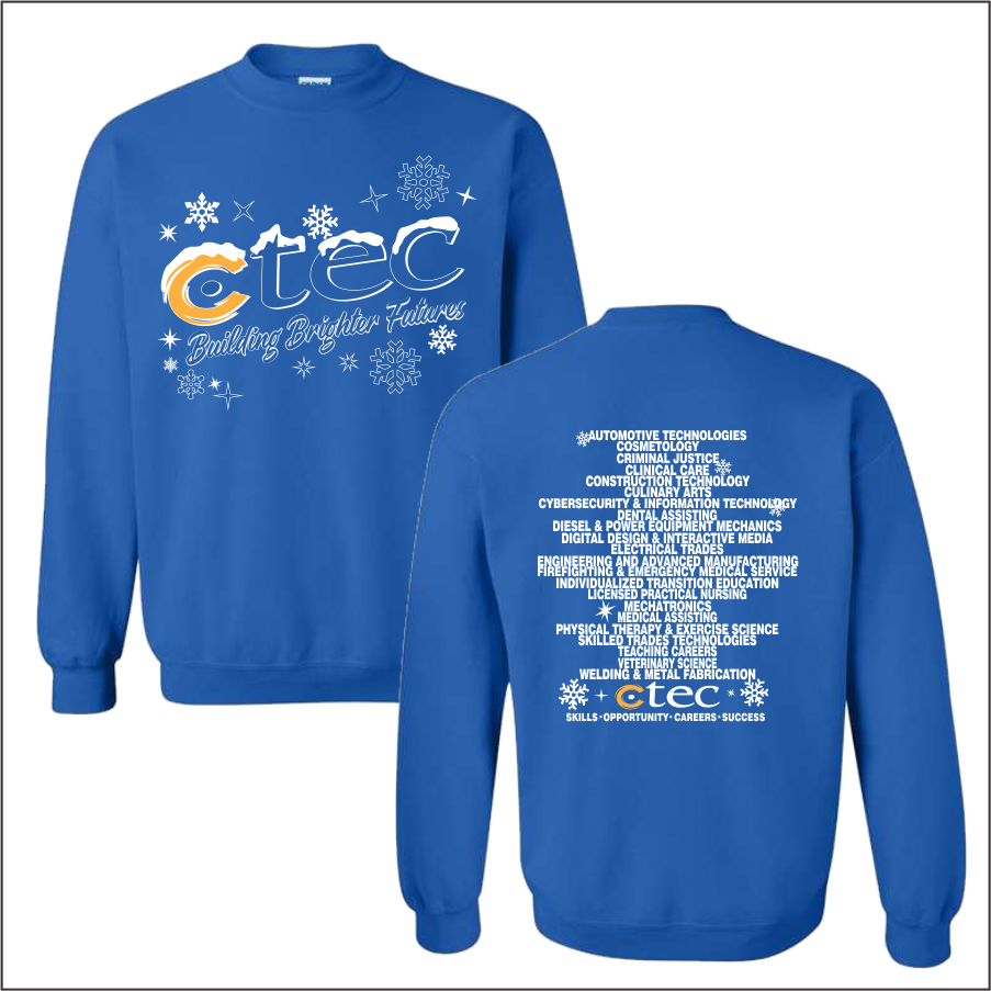 CTECFallSale Student Design Royal 50/50 Crew Neck Sweatshirt
