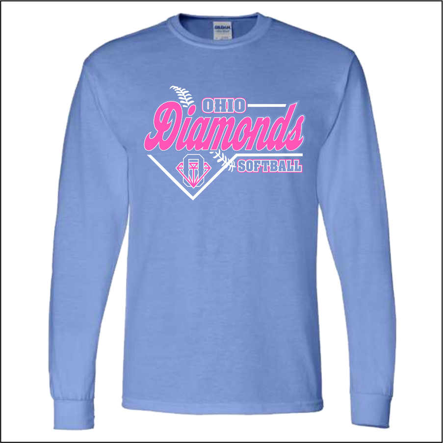 DiamondsSB226 Carolina Blue 50/50 Long Sleeve Tshirt