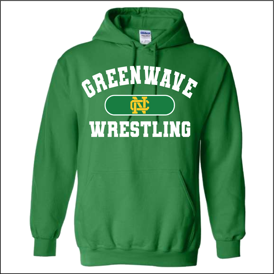 NCWrestling Design1 Green 50/50 Hooded Sweatshirt