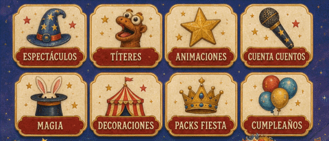 espectaculos, titeres, animaciones, cuentacuentos, magia, decoraciones, packs de cumpleaños, cotillon y mucho mas