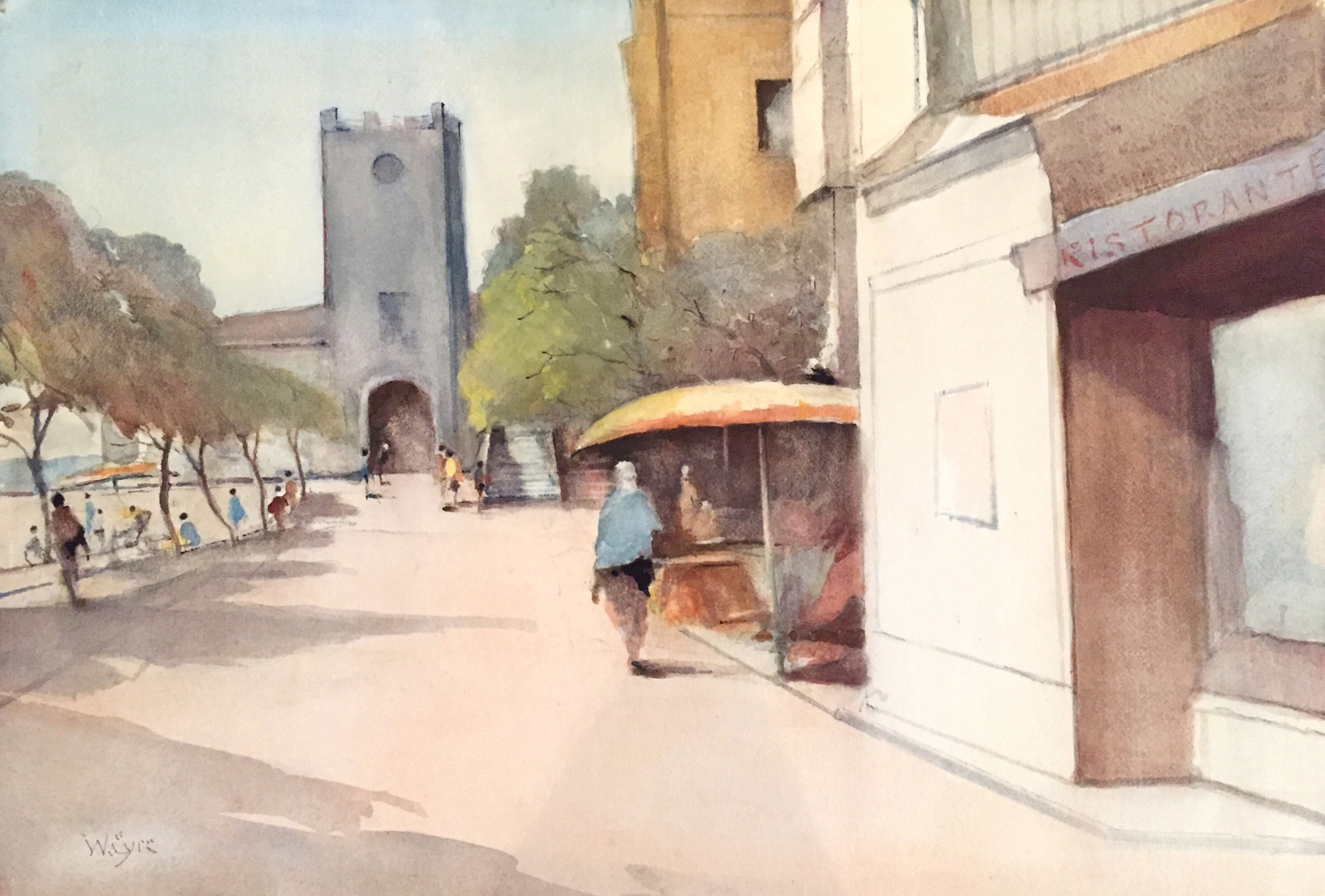 "Piazza S.Agostno. Taormina" (1975) by William Eyre (1891-1979)