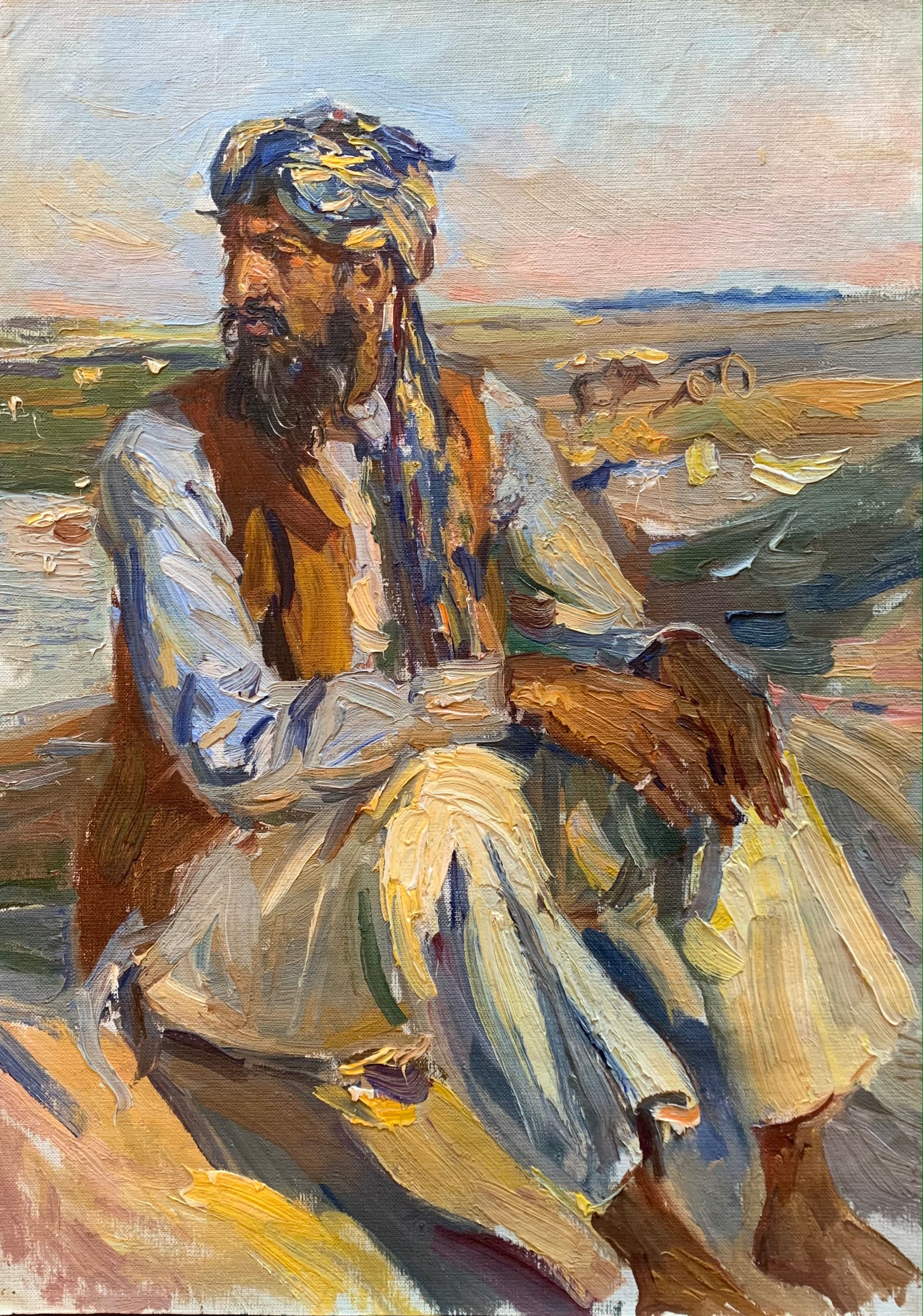 "The Old Shepherd" (1957) by Dmitry Arkadievich Nalbandian (1906-1993)