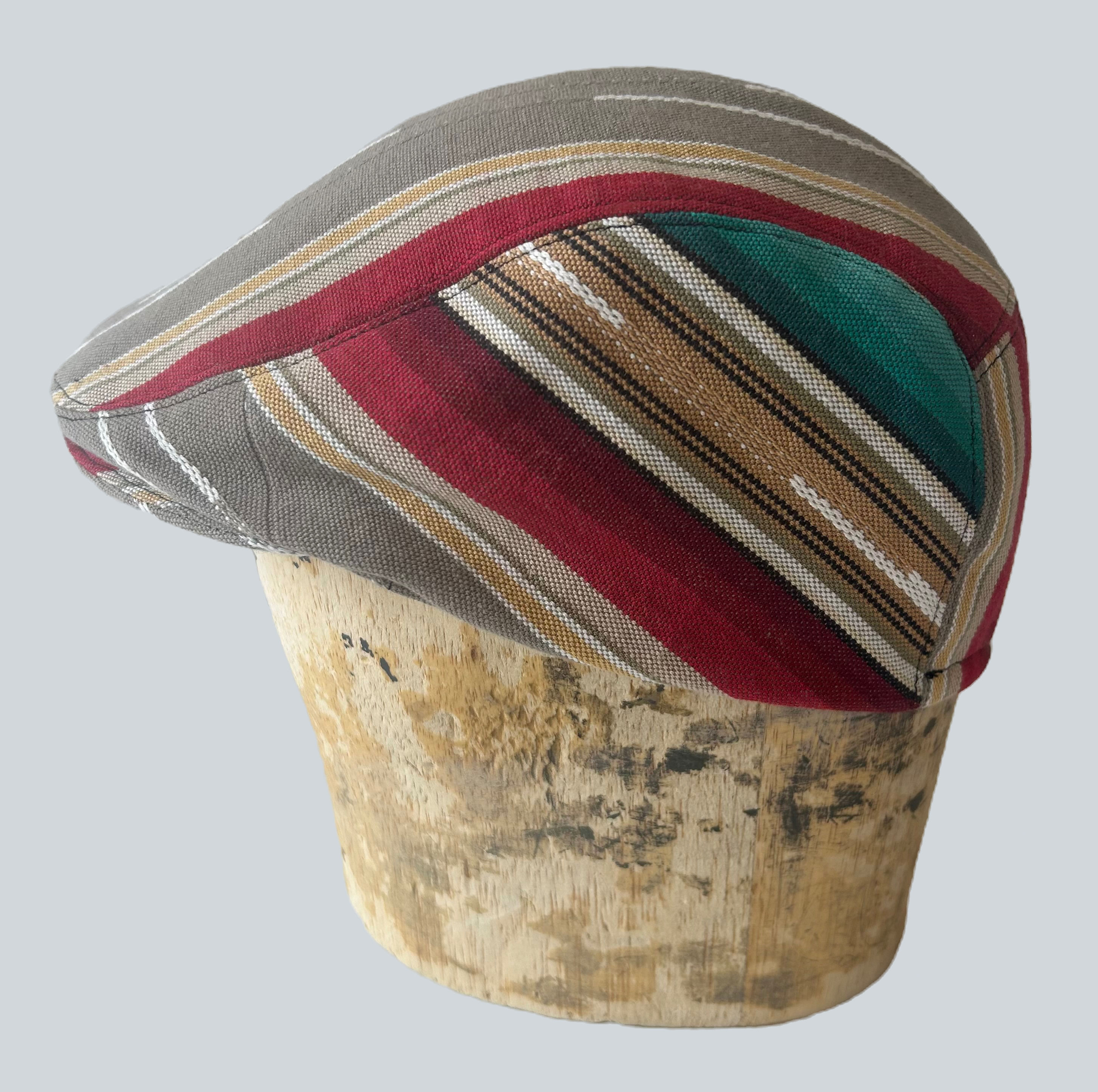 Striped Cotton Canvas Flat Cap