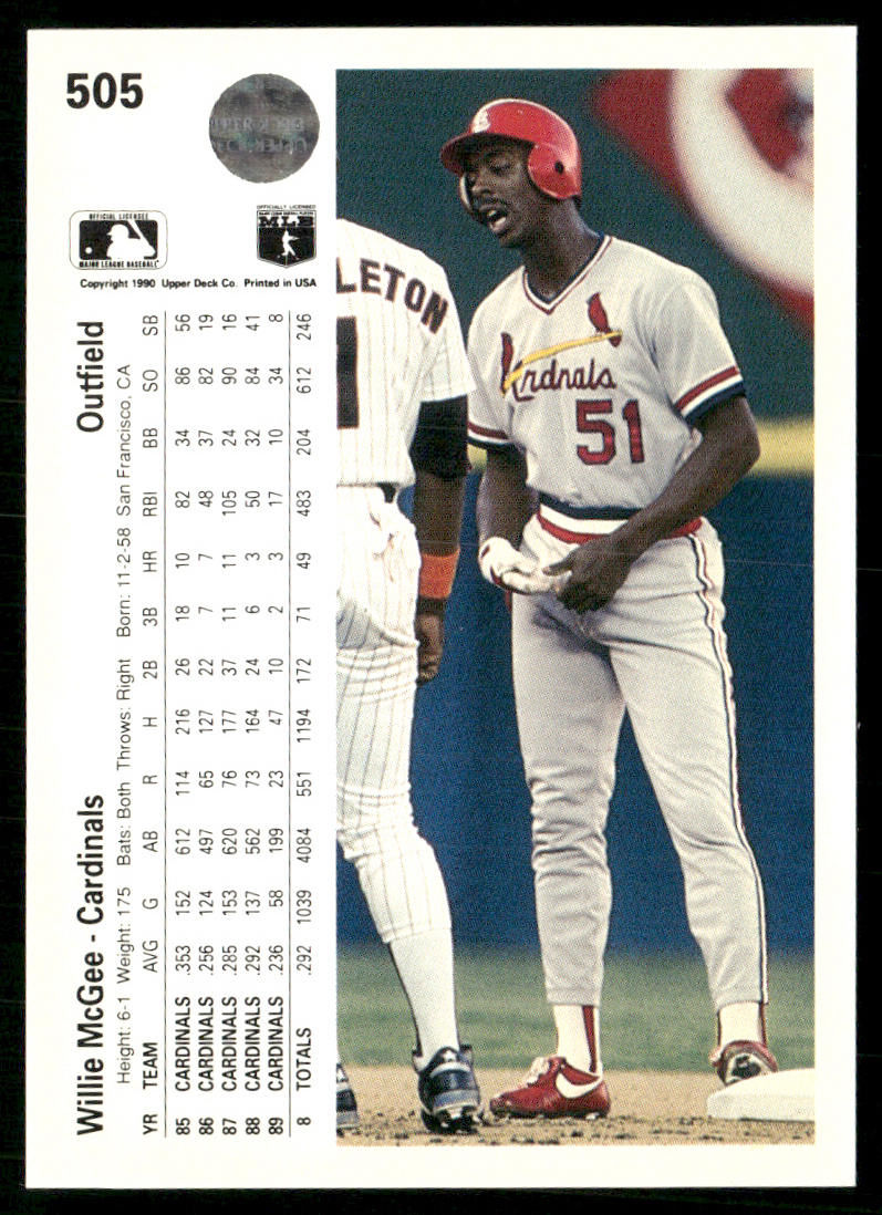 Thumbnail: 1990 Upper Deck #505 Willie McGee
