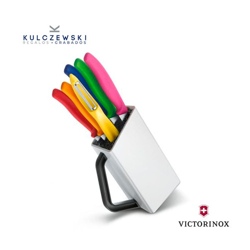 Bloque de cuchillos Swiss Classic, 6 piezas color Blanco Victorinox