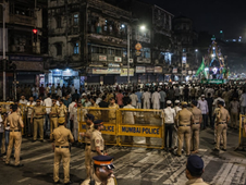 Police personnel patrol the Parel-Chinchpokli area after clashes and stone pelting were reported during an Eid Milad-un-Nabi procession. (Representative Image, Generated Using AI)