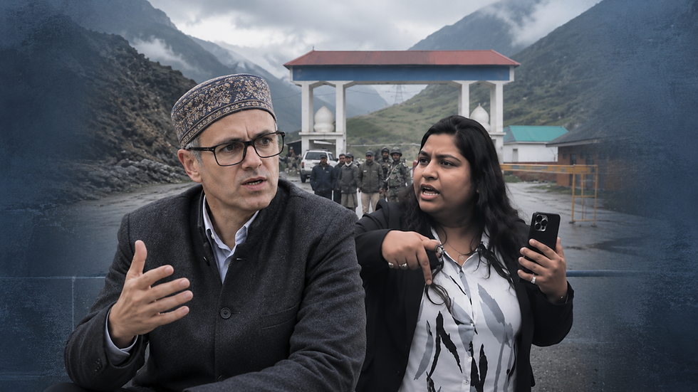 Omar Abdullah reacts to a viral video of a tourist protesting traffic restrictions at a Kargil checkpoint over VIP movement. (Image Source: X)