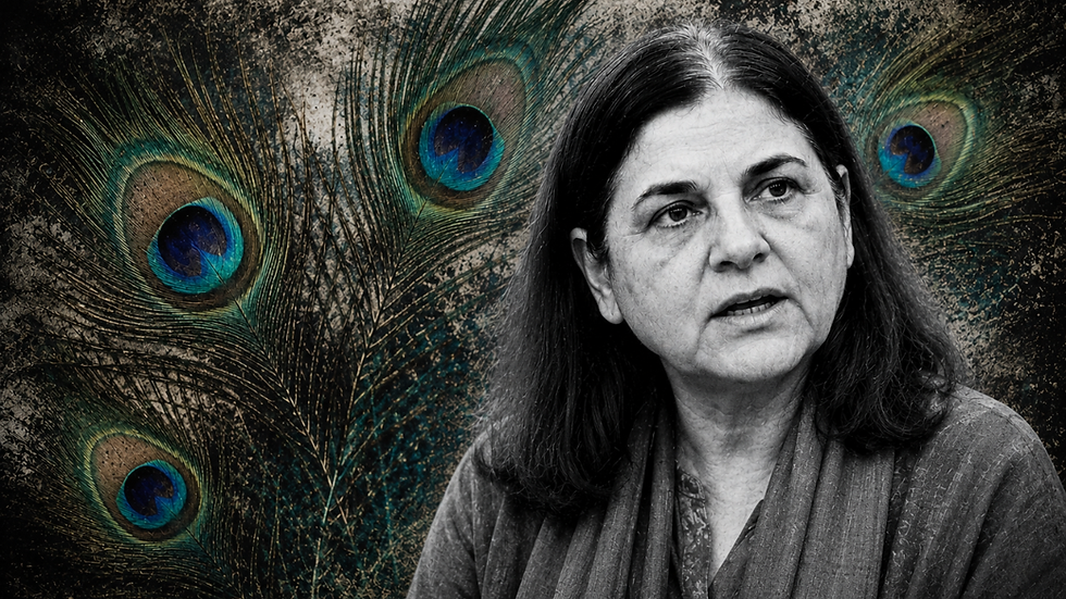 Maneka Gandhi's appeal against peacock feather picchis sparks debate between Jain organisations and animal rights groups over wildlife protection. (AI-Generated Image)