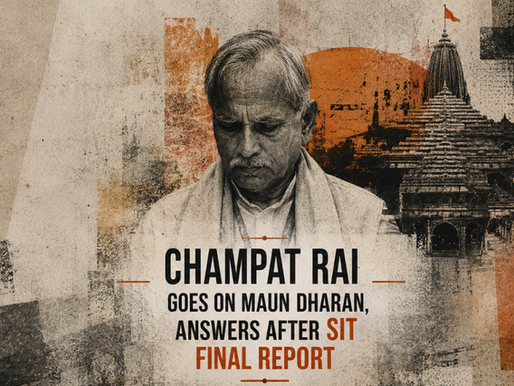 Champat Rai's handwritten letter announcing 'maun dharan' until the SIT submits its final report on the Ram Temple donation controversy. (AI-Generated Image)
