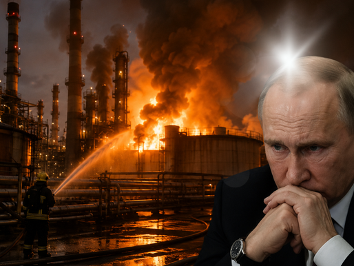 Russian firefighters battle flames after a Ukrainian drone strike reportedly hit an oil refinery, intensifying pressure on Moscow's fuel supplies. (Representative Image)