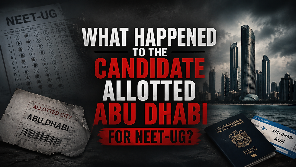 NEET-UG candidate Abdullah Talib arrives at a Nagpur examination centre after his initially allotted re-test venue in Abu Dhabi was changed. (AI-Generated Image)