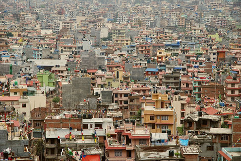 Houses of Kathmandu seen from Halchok. Nepal, 2017.