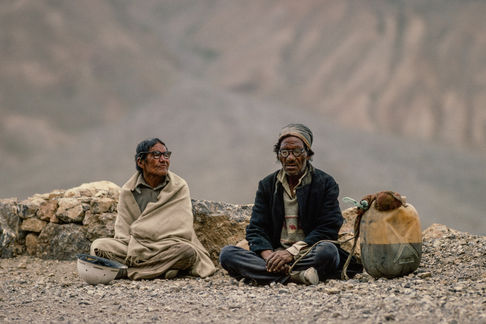 Waiting for transport in the upper Spiti valley in Himachal Pradesh. India, 1994.