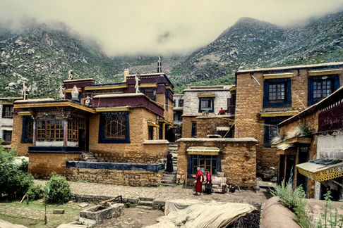 The Gari (Garu) Nunnery, isolated and high up in the mountains north of Lhasa. Tibet, 2000.