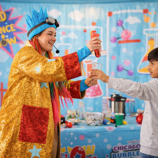1 year old party idea Chicago, safe mad science show for toddler party