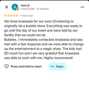Five star review for kids entertainment in Chicago