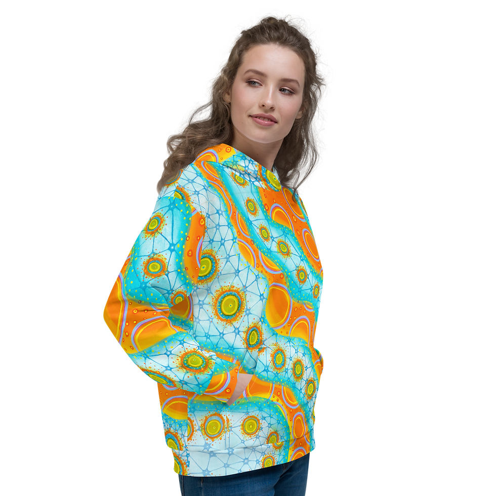 Thumbnail: Unisex Hoodie- Neon Network Print