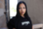 Close up of black 8ffies hoodies highlighting the chest logo