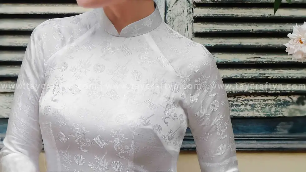 Hình thu nhỏ: Áo dài LỤA VIỆT họa văn Trúc Mai | AD07