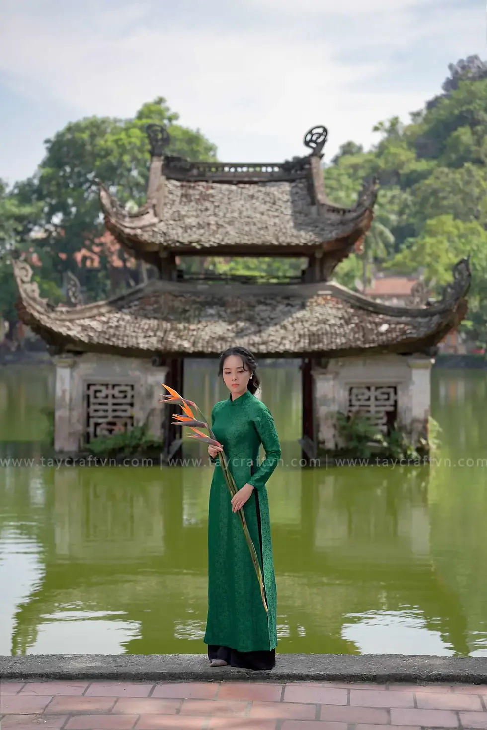 Hình thu nhỏ: Áo dài LỤA VIỆT dáng suông họa tiết Cúc Họa Mi | AD15