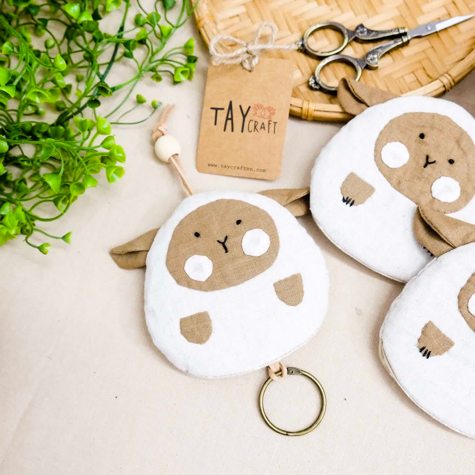 Túi giấu chìa khóa ghép vải hình chú cừu