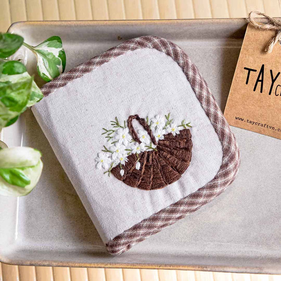 Hình thu nhỏ: Ví gấp thêu tay thủ công Daisy Basket