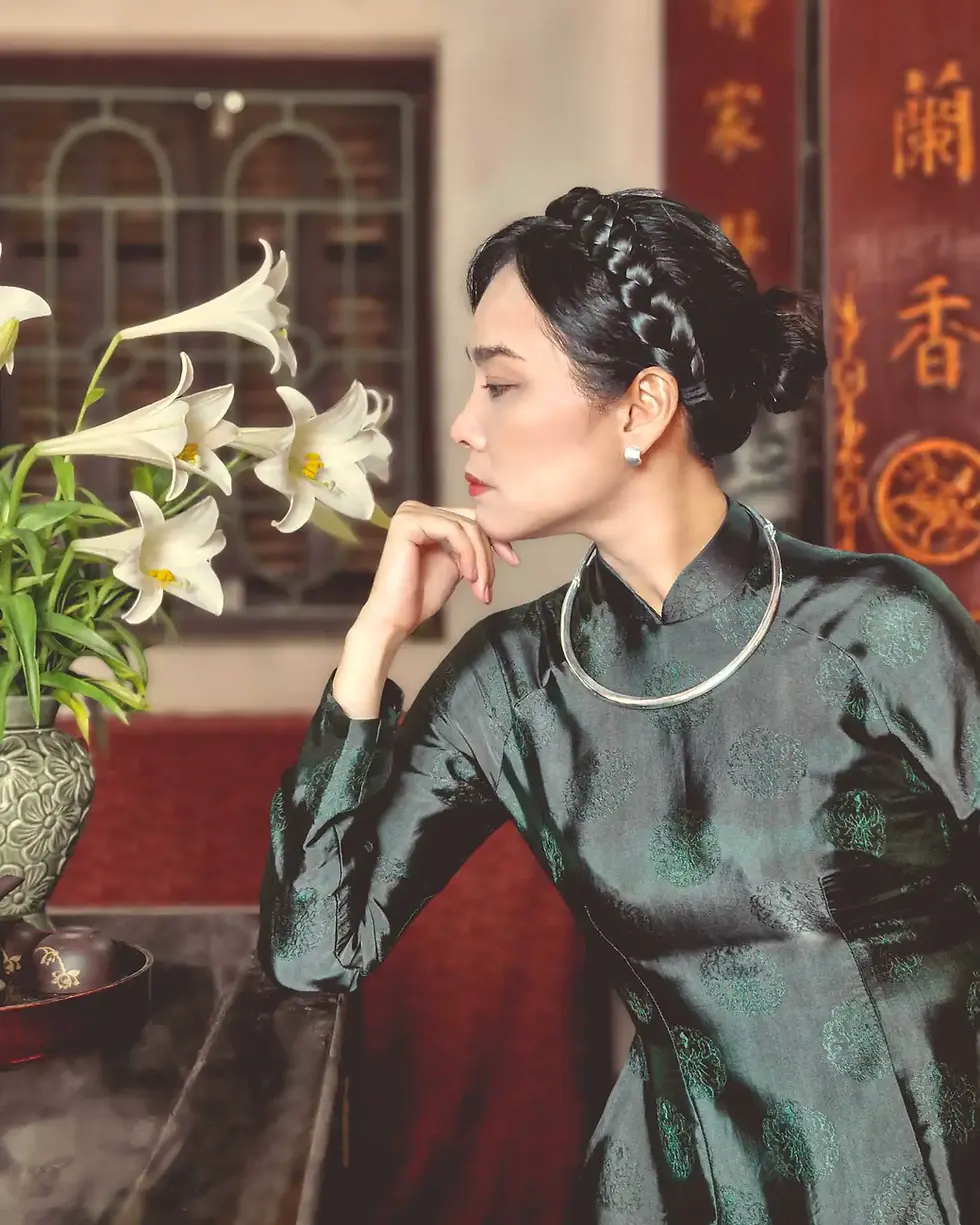 Hình thu nhỏ: Áo dài LỤA VIỆT hoa văn Sen Tròn | AD11