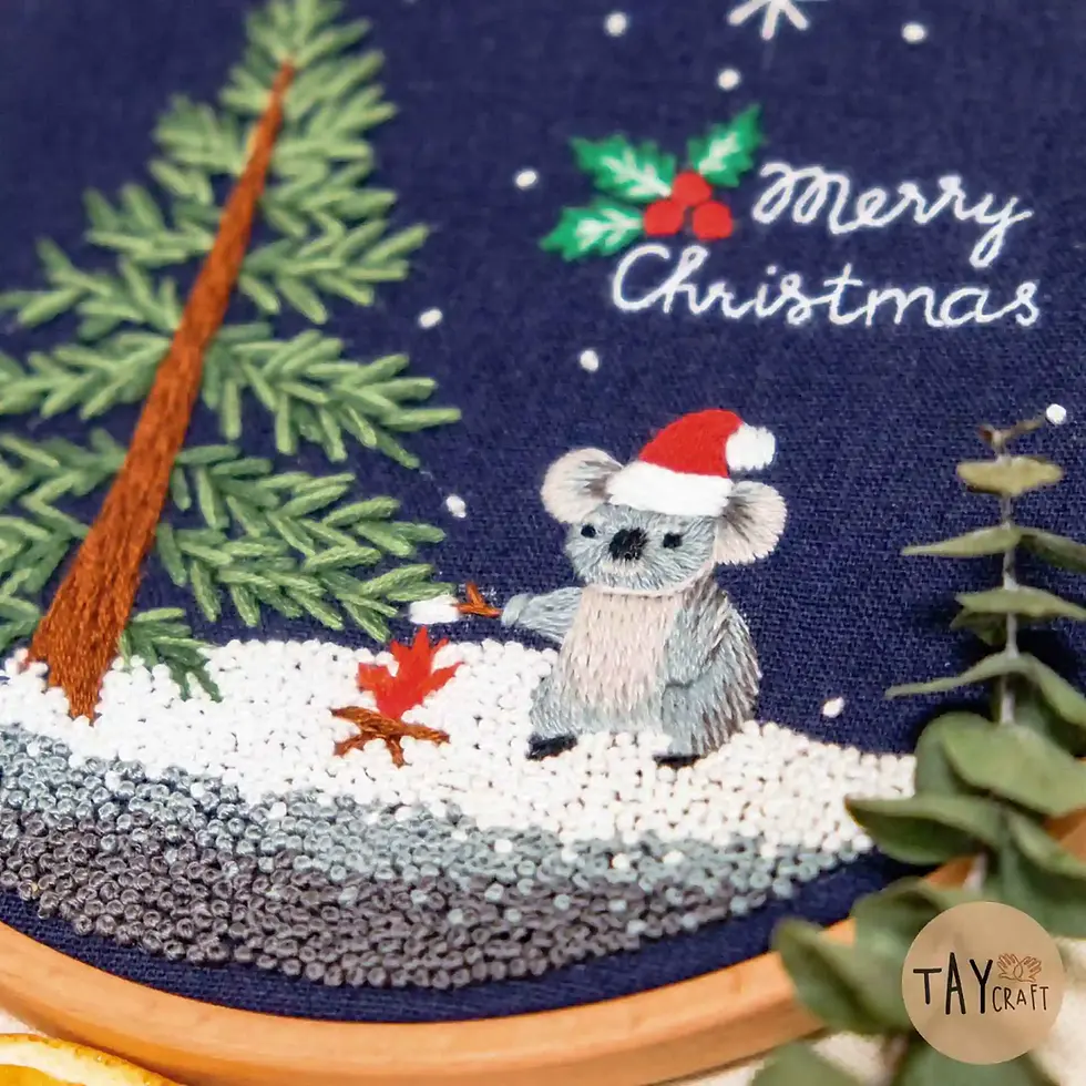 Thumbnail: Christmas Hand Embroidered Hoop Art