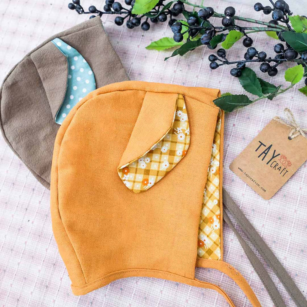 Hình thu nhỏ: Mũ linen handmade có tai thú ngộ nghĩnh dành cho bé