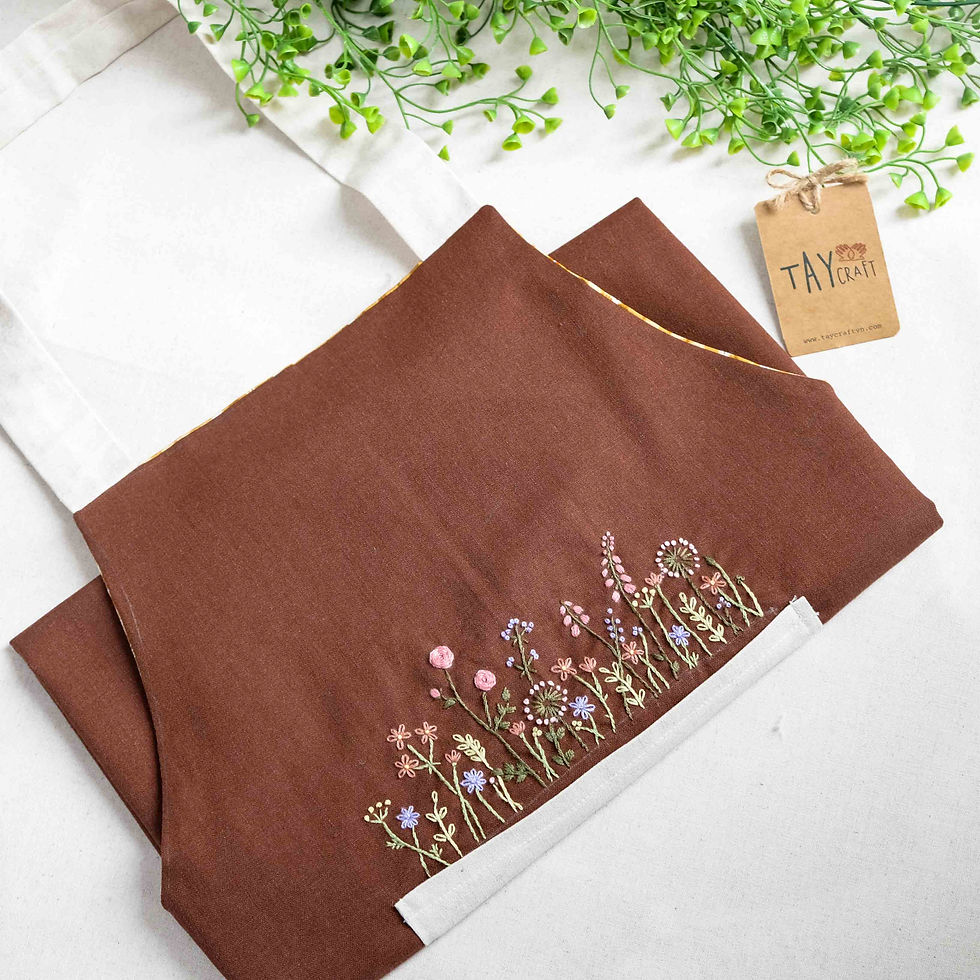 Hình thu nhỏ: Tạp dề linen thêu tay thủ công Wild Flowers 2