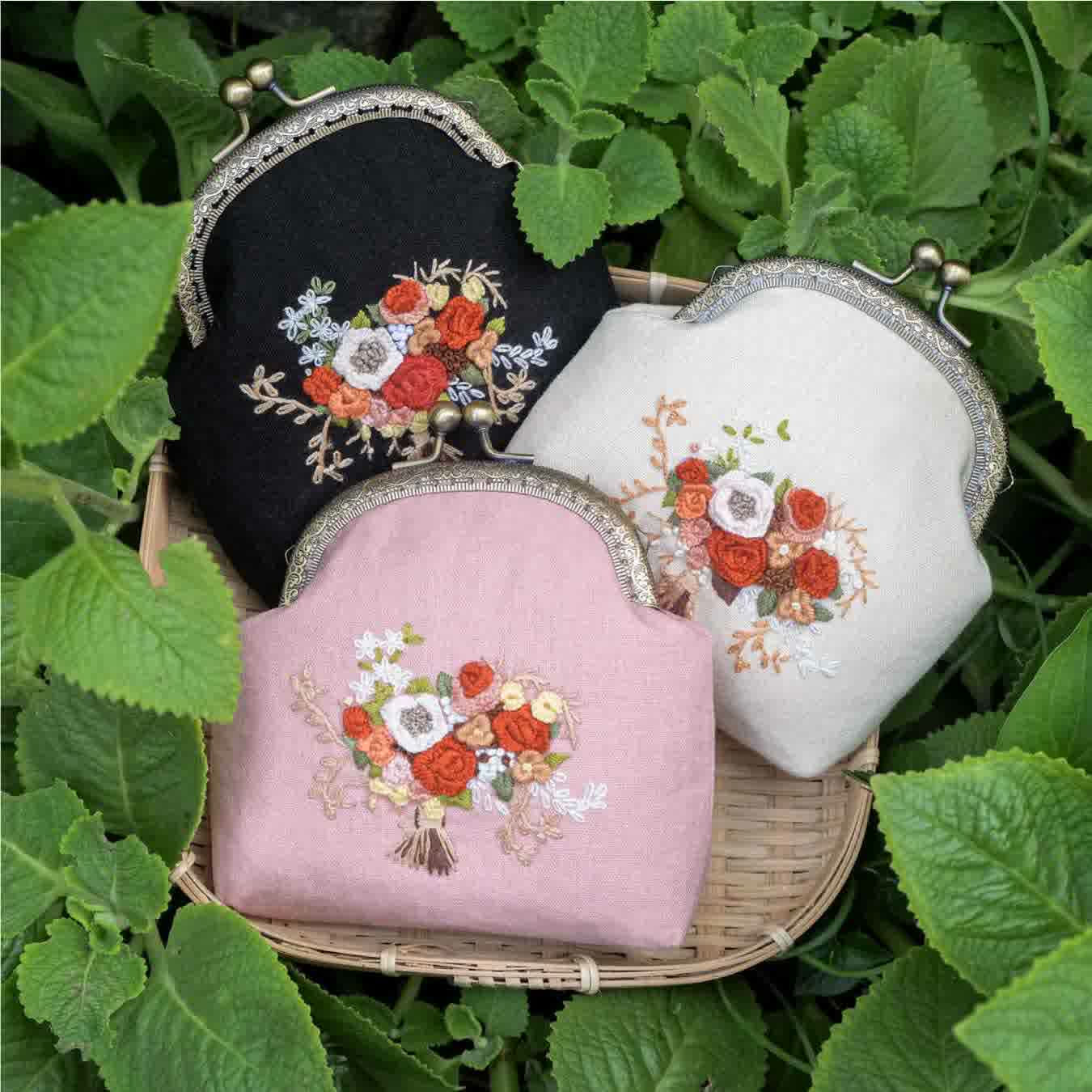 Túi mini miệng tròn thêu tay thủ công | TC21-04