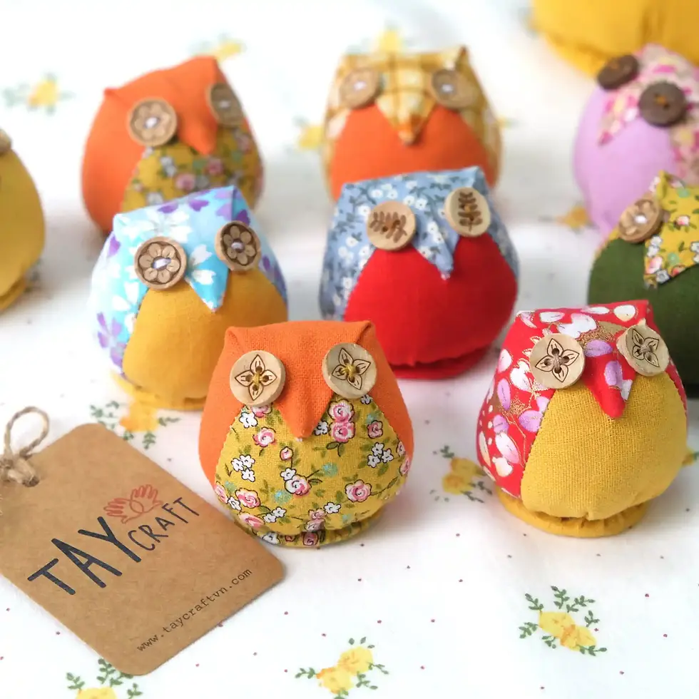 Hình thu nhỏ: Cú nhồi bông handmade dùng để cắm kim, trang trí