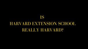 Text "Is Harvard Extension School Really Harvard?" in yellow on a black background, conveying a questioning tone.