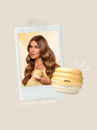 Gisou honey gloss ceramide hair mask, dry damaged ends repair, curly hair mask, heat styling damage control, hair gloss treatment