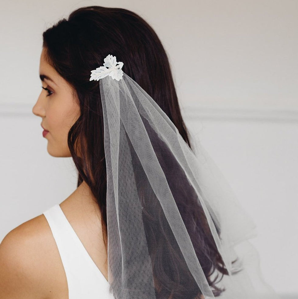 Thumbnail: Draped back soft tulle veil- various lengths elbow to cathedral