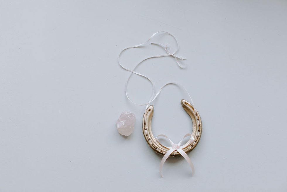 Thumbnail: Personalised Letterbox friendly Rose Quartz Moonstone Crystal Lucky Horseshoe We