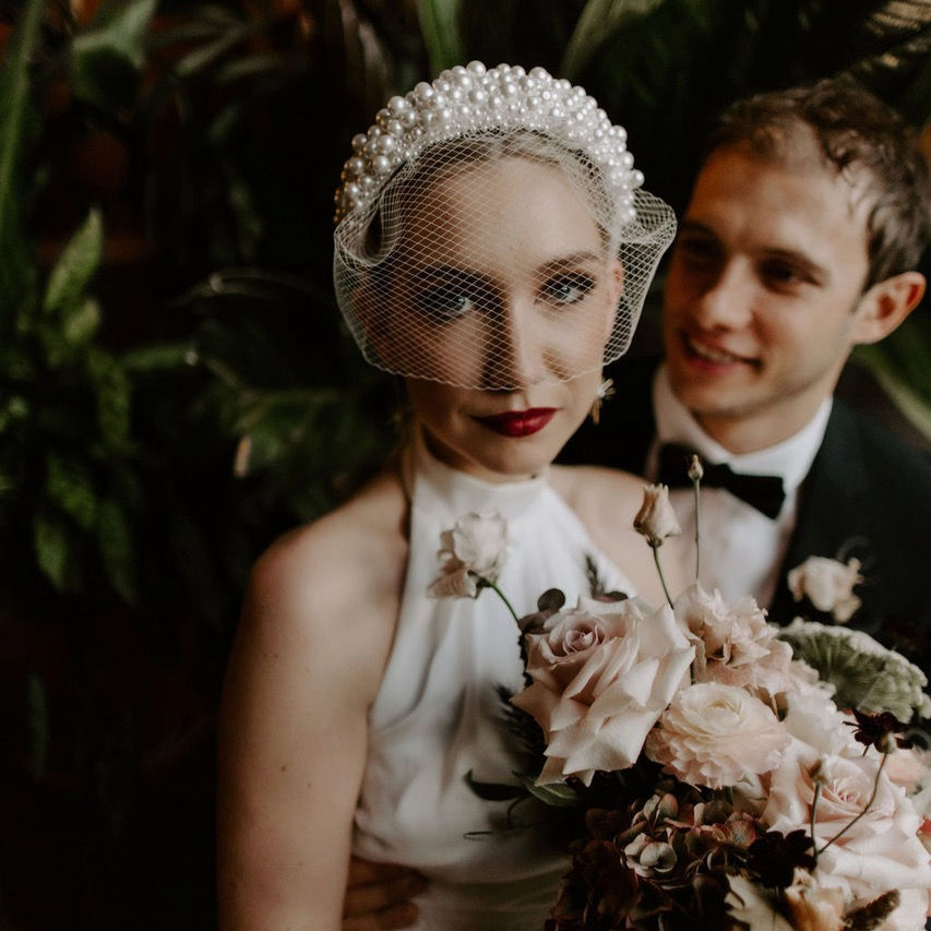 Thumbnail: Luxury Hand beaded Ivory Pearl Bridal Head band