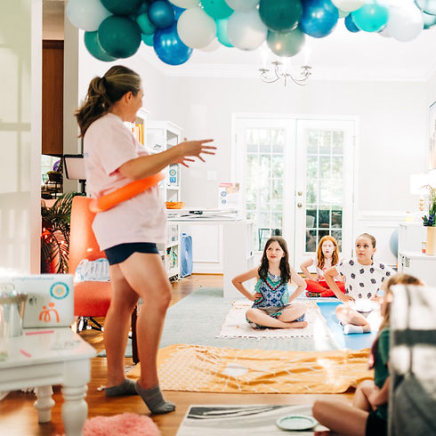 Core + Flow therapist teaching tweens about pelvic floor in age-appropriate session