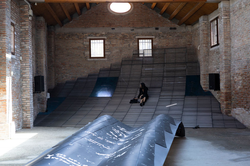 Contemporary art exhibition space in Venice at docks cantieri cucchini