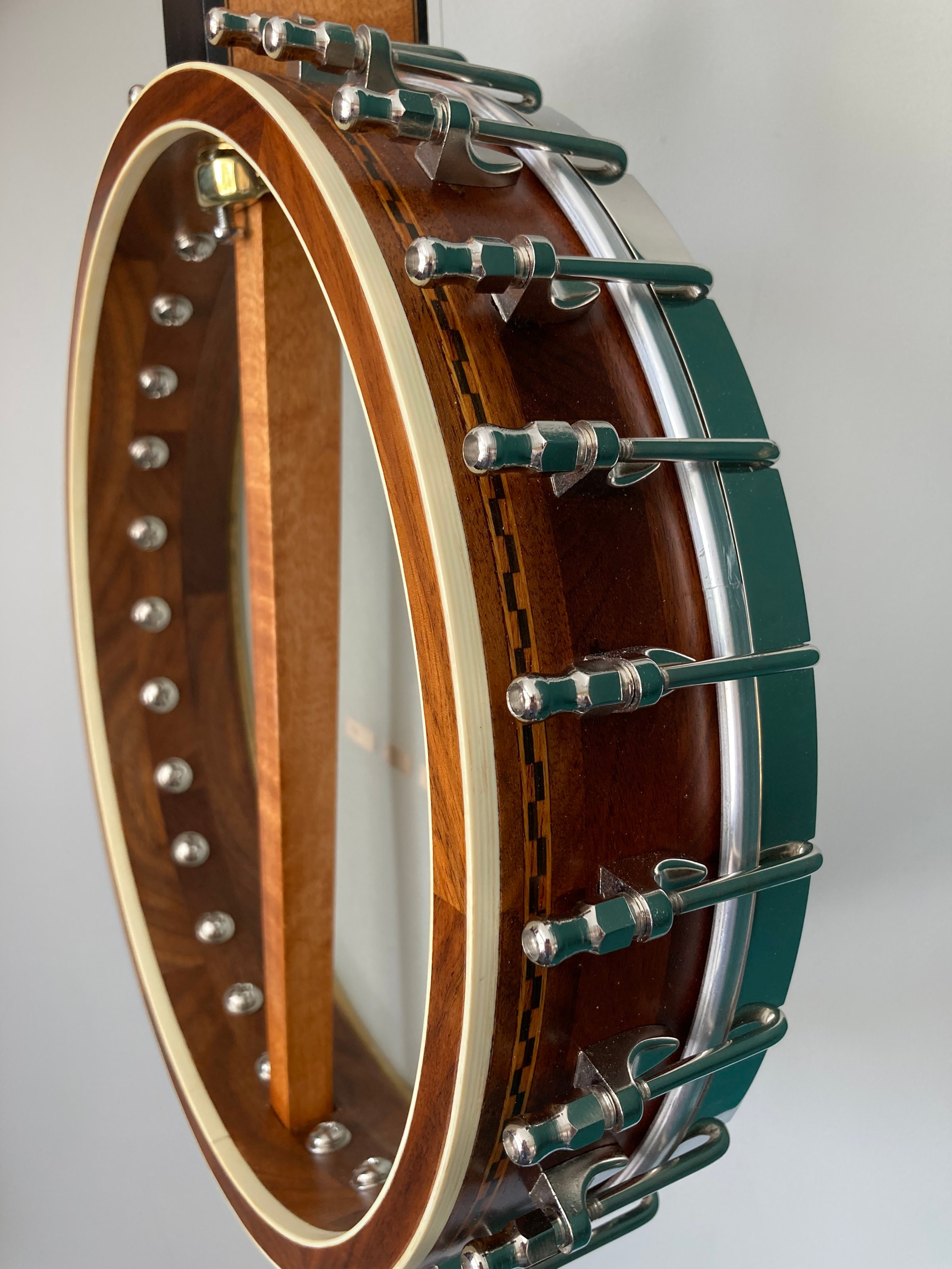 SOLD: Original Mcleod, 12" Open Back Banjo, Walnut Pot and Maple Neck