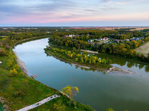 drone photography of red river in Winnipeg