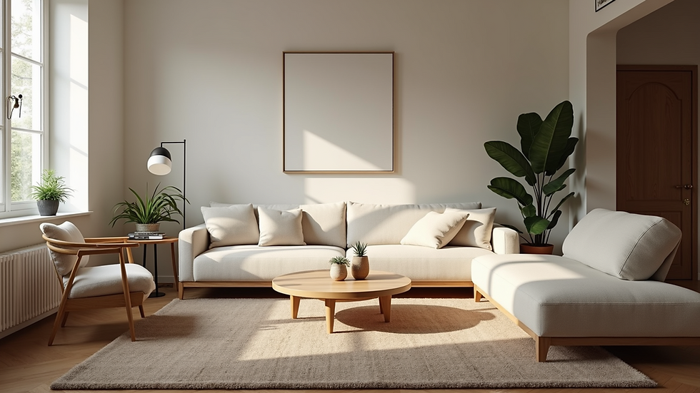 Eye-level view of a well-composed living room showing balanced framing